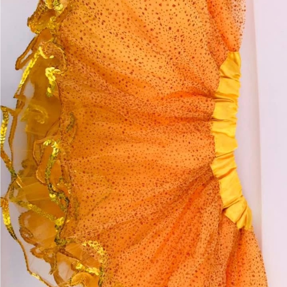 Elegant Orange Ruffled Skirt